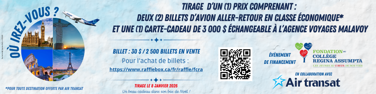 Tirage voyage Fondation du College Regina Assumpta